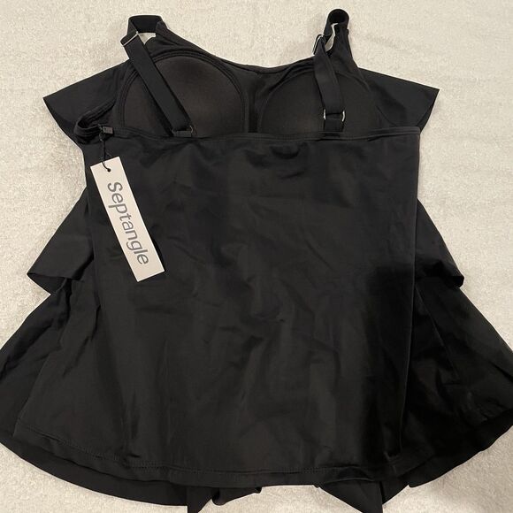 Women’s Septangle Tankini Bathing Suit Swimsuit Top only Black Size 12 NEW - Picture 4 of 6